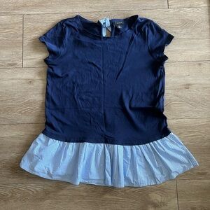 Halogen Top Navy and White Patterned Peplum